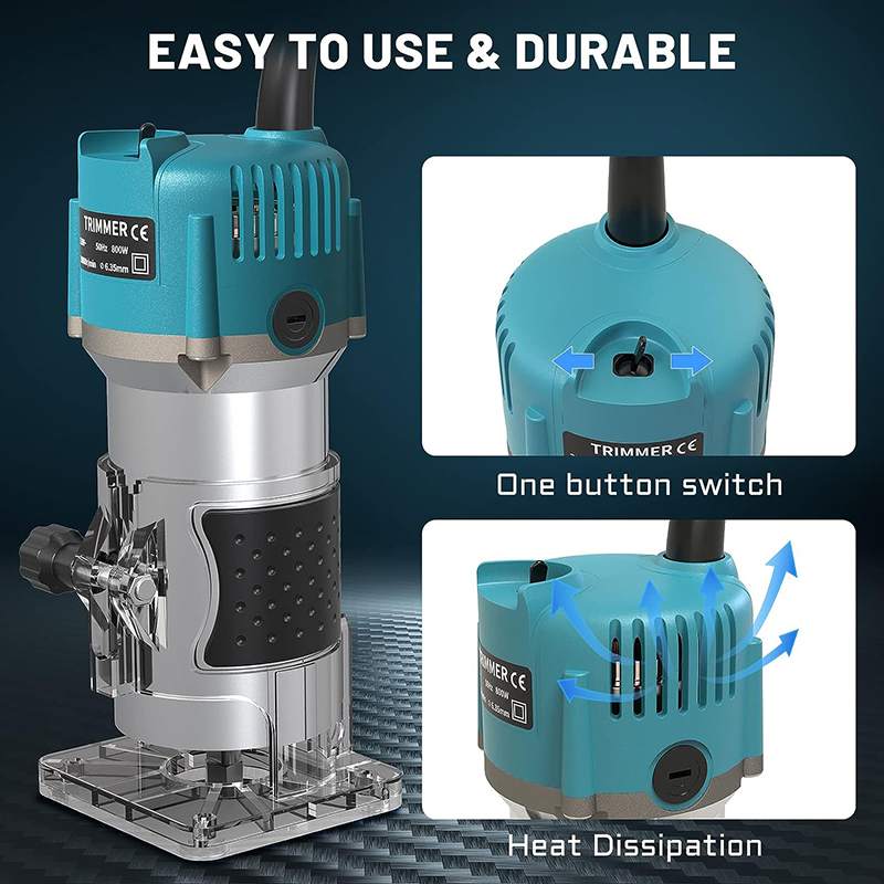 Woodworking Usa - Recortadora eléctrica para carpintería, 800W, 30000rpm,