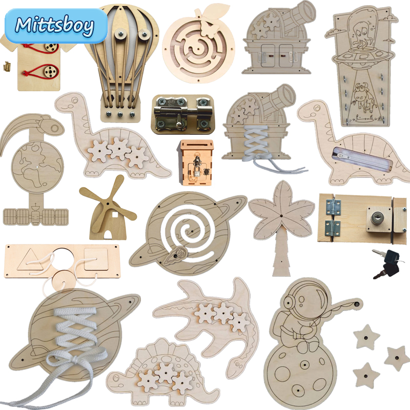 Woodworking Usa - Accesorios de tablero ocupado Montessori, juguetes